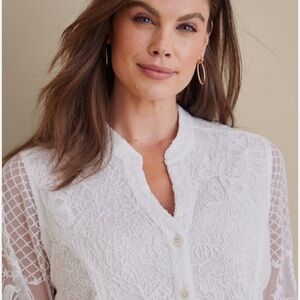 Soft Surroundings Ivory Lace Top